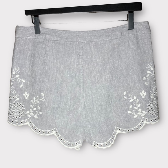 Free People Life's Too Short Scalloped Hem Short Heathered Gray Size 12 Linen - Picture 8 of 15